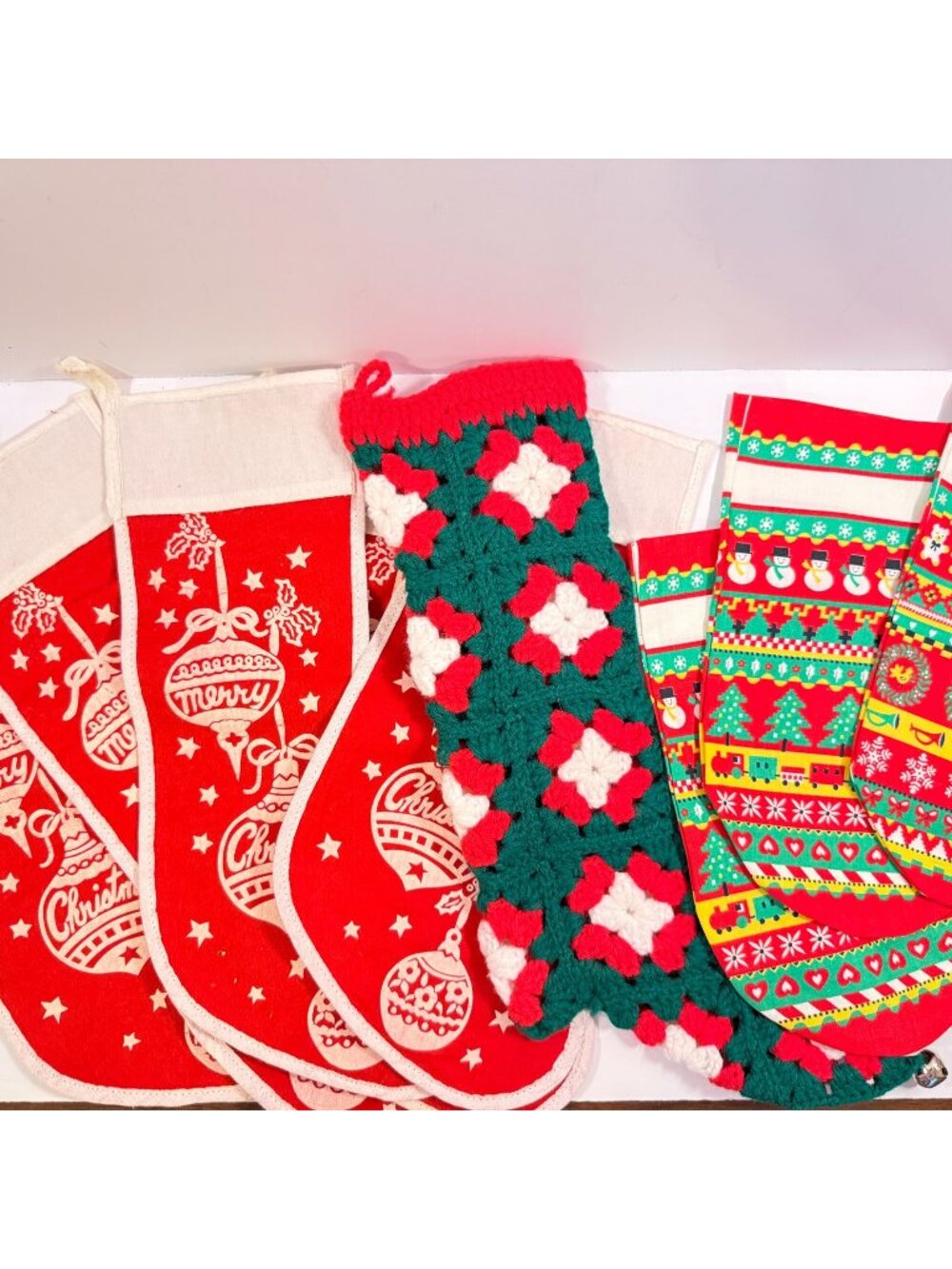 Vintage Handmade Christmas Stockings Lot Holiday Decor